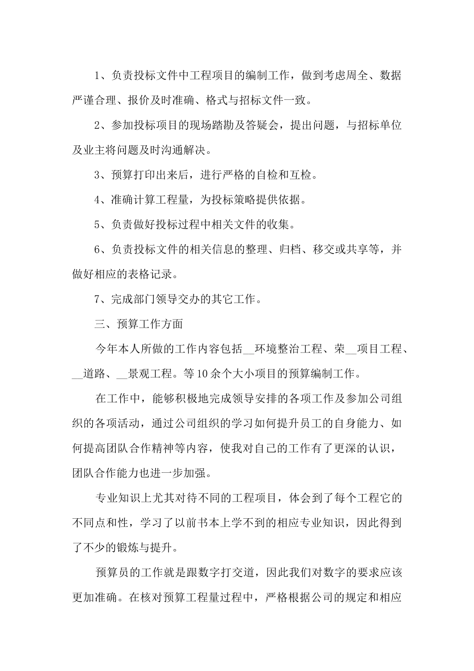 2024项目预算员个人工作总结_第2页