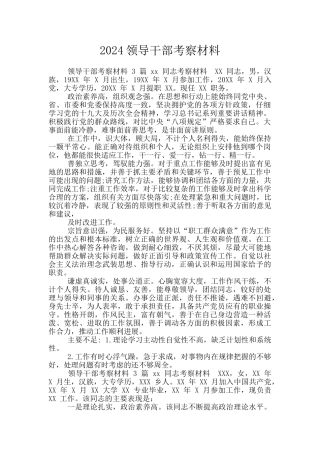 2024领导干部考察材料
