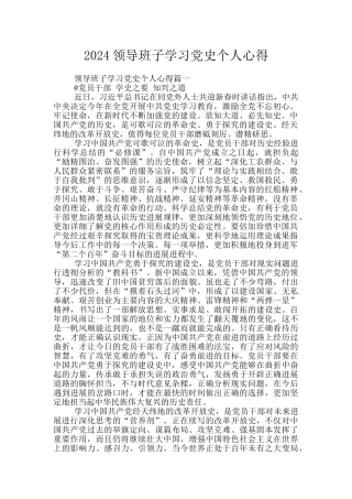 2024领导班子学习党史个人心得
