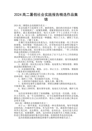 2024高二暑假社会实践报告精选作品集锦