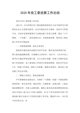 202X年党工委巡察工作总结