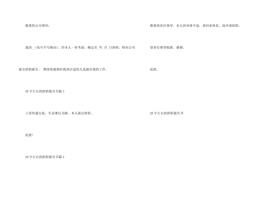 20字左右的辞职报告书_第2页
