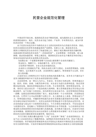 民营企业规范化管理