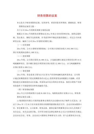 财务预算的议案