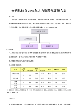 人力资源部薪酬方案