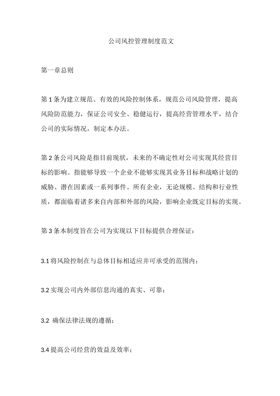 公司风控管理制度范文_第1页