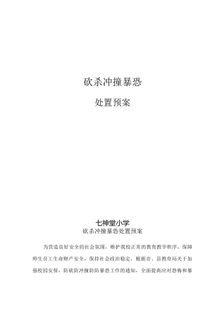 防砍防冲撞防防暴恐应急预案