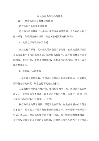 高效执行力学习心得体会