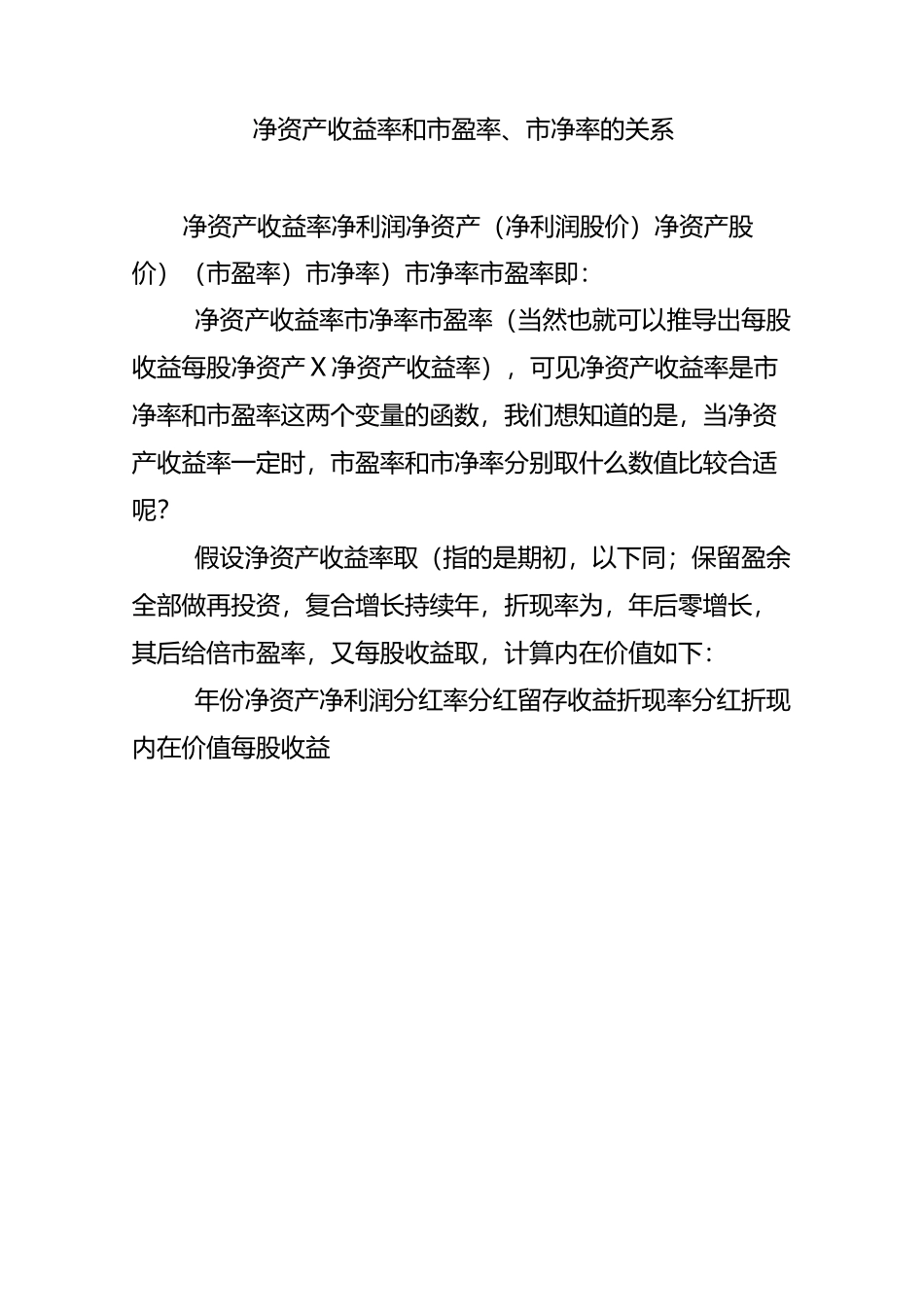 净资产收益率和市盈率、市净率的关系_第1页