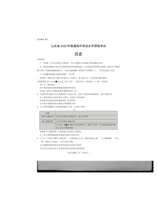 2020山东高考历史卷