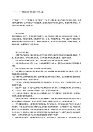 经济责任审计工作方案