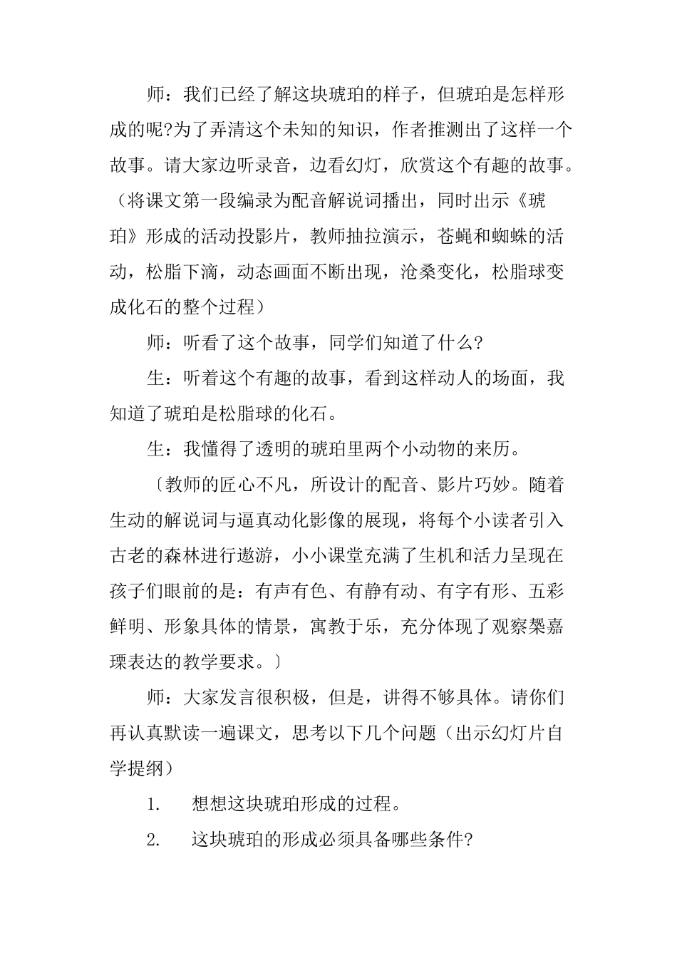 《琥珀》教学实录_第2页