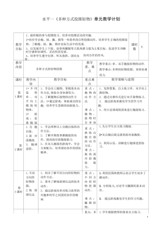 水平一多种方式投掷轻物单元教学计划