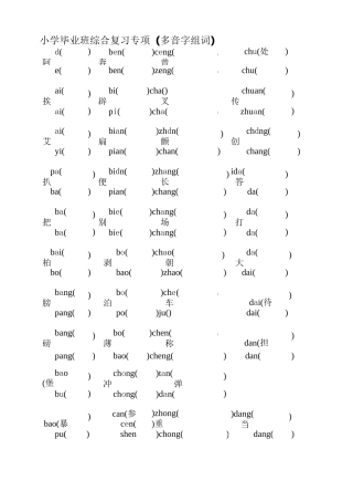 小学毕业班综合复习专项(多音字组词)