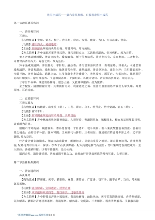 第六章 耳鼻喉、口腔科常用中成药