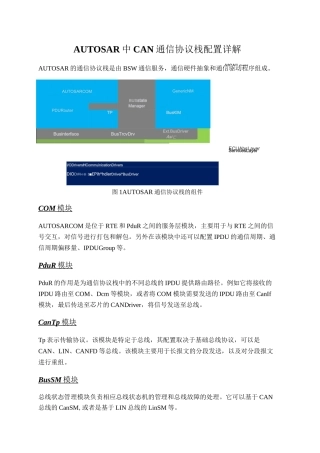 AUTOSAR中CAN通信协议栈配置详解