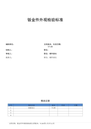 五金外壳检验标准模板