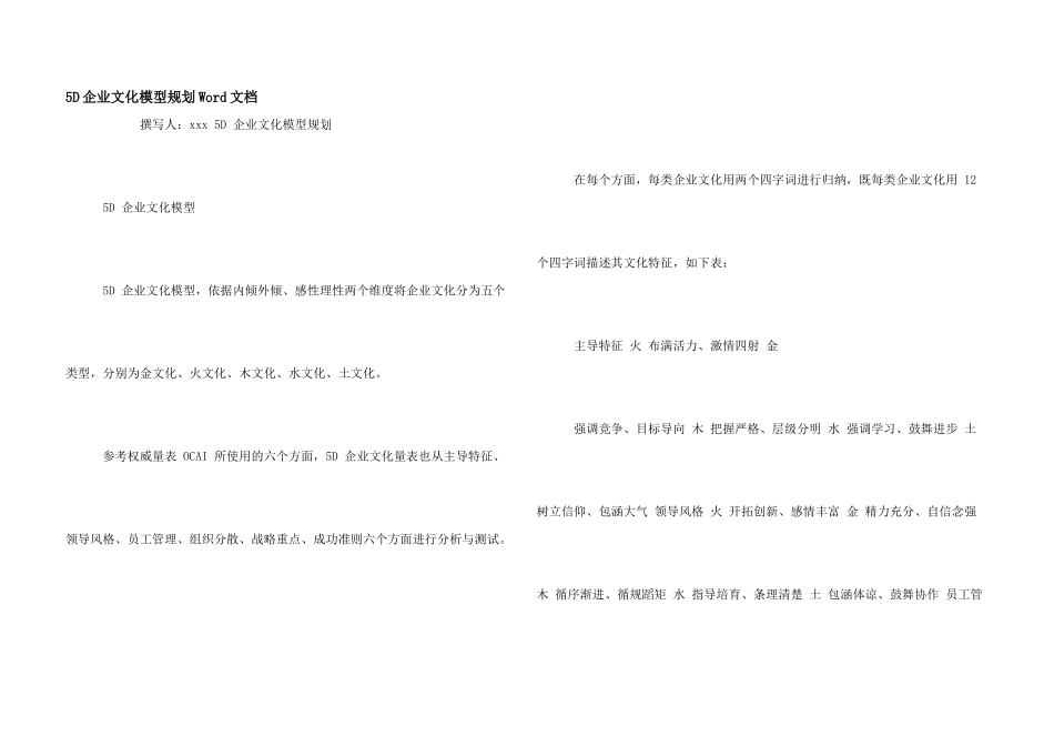 5D企业文化模型规划Word文档_第1页