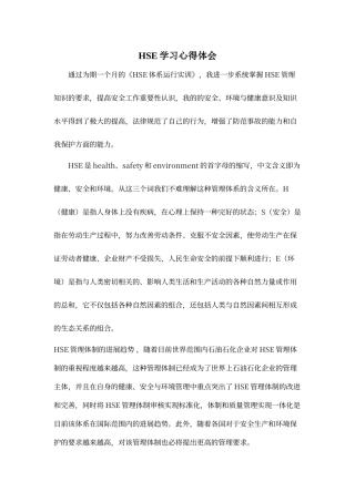 HSE学习心得体会