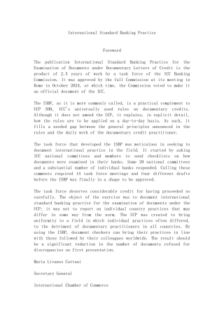 ISBP《国际标准银行实务》