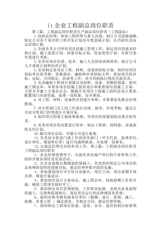 it企业工程副总岗位职责