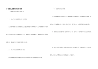 IT全面风险管理的工作报告