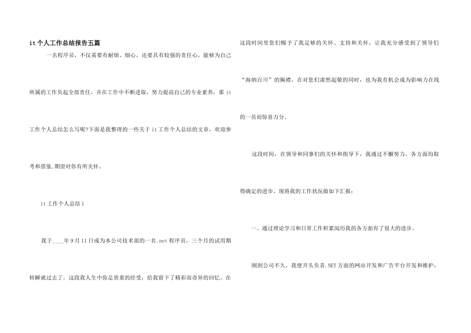 it个人工作总结报告五篇_第1页