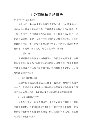 IT公司半年总结报告