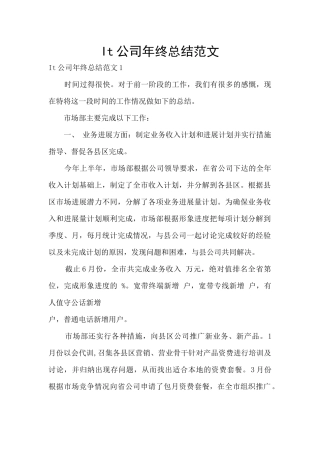 It公司年终总结范文