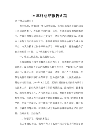it年终总结报告5篇