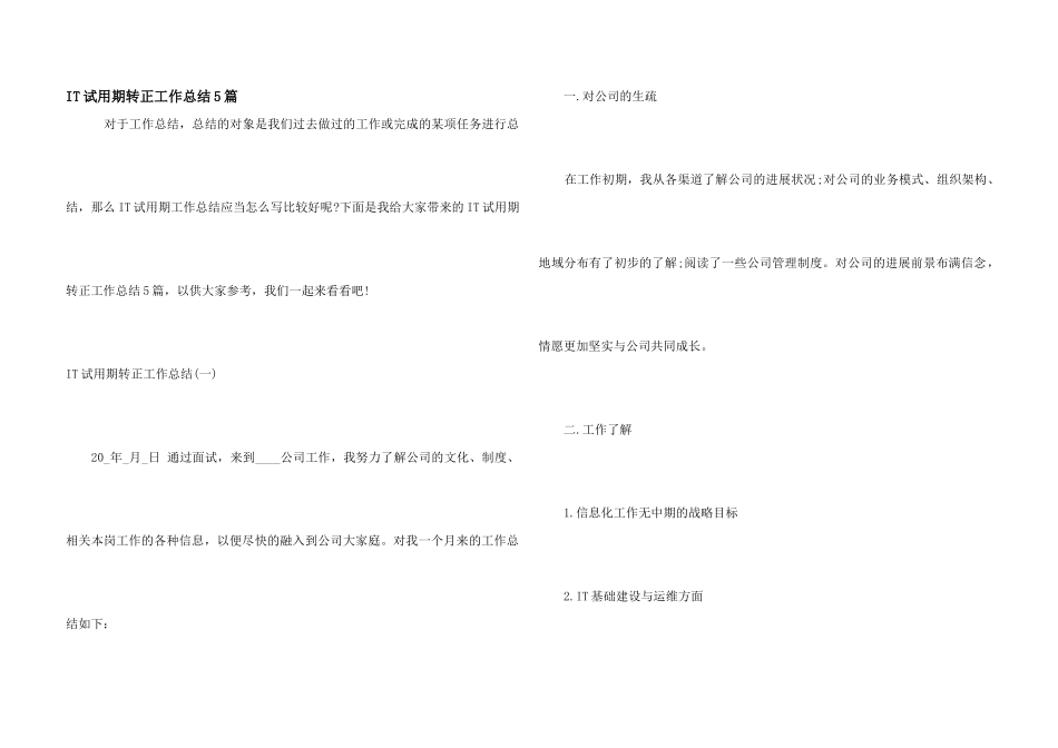 IT试用期转正工作总结5篇_第1页