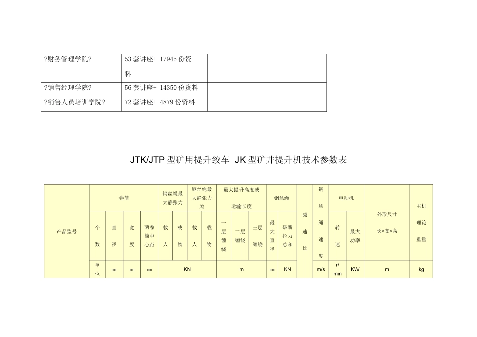 JK型矿井提升机技术参数表_第2页