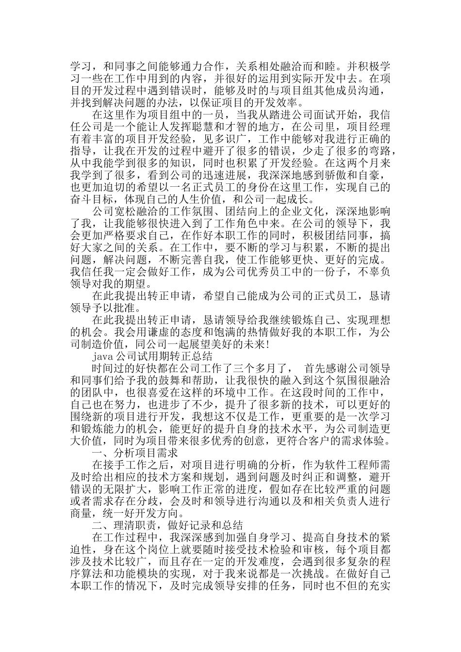 java工程师试用期工作总结报告_第2页