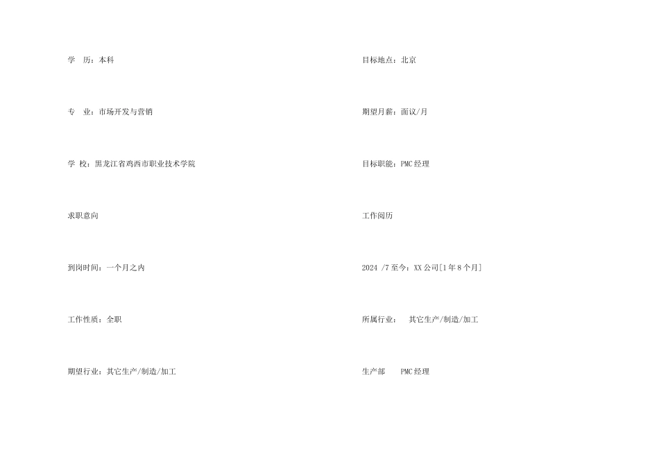 PMC经理求职简历_第2页