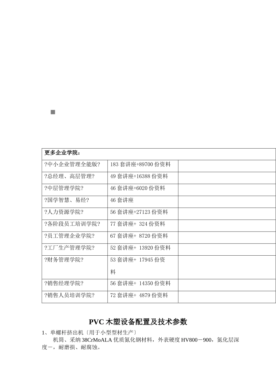 PVC木塑设备配置与生产流程_第1页