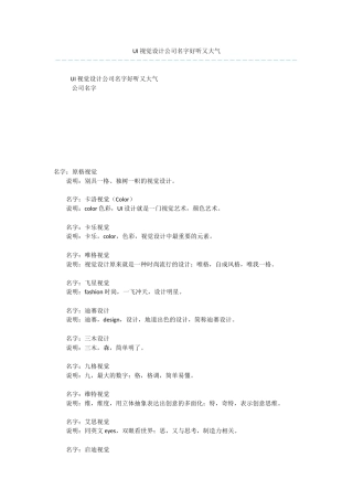 UI视觉设计公司名字好听又大气