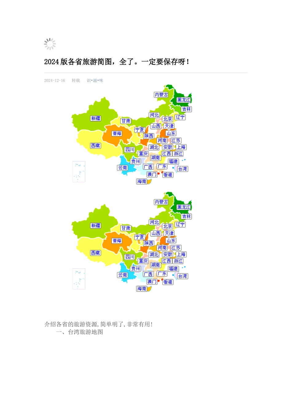 XXXX版各省旅游简图_第1页