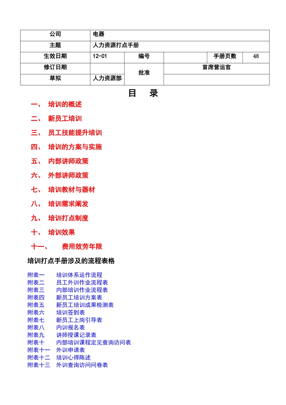 XXXX电器行业培训管理手册郑璞珂_第1页