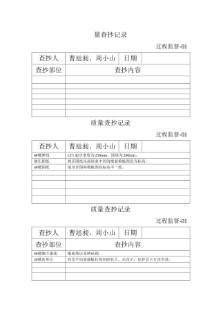 XXXX质量检查记录