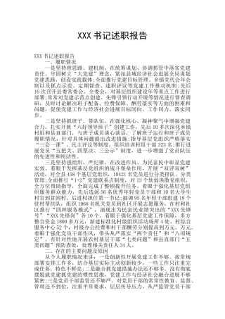 XXX书记述职报告