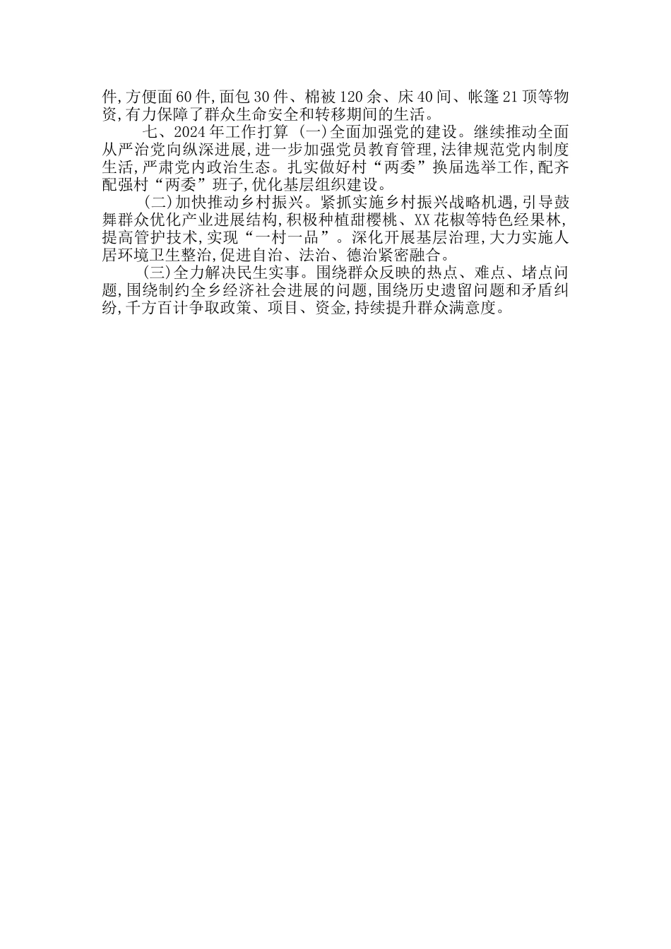 XX乡2024年度工作总结及明年工作打算_第2页