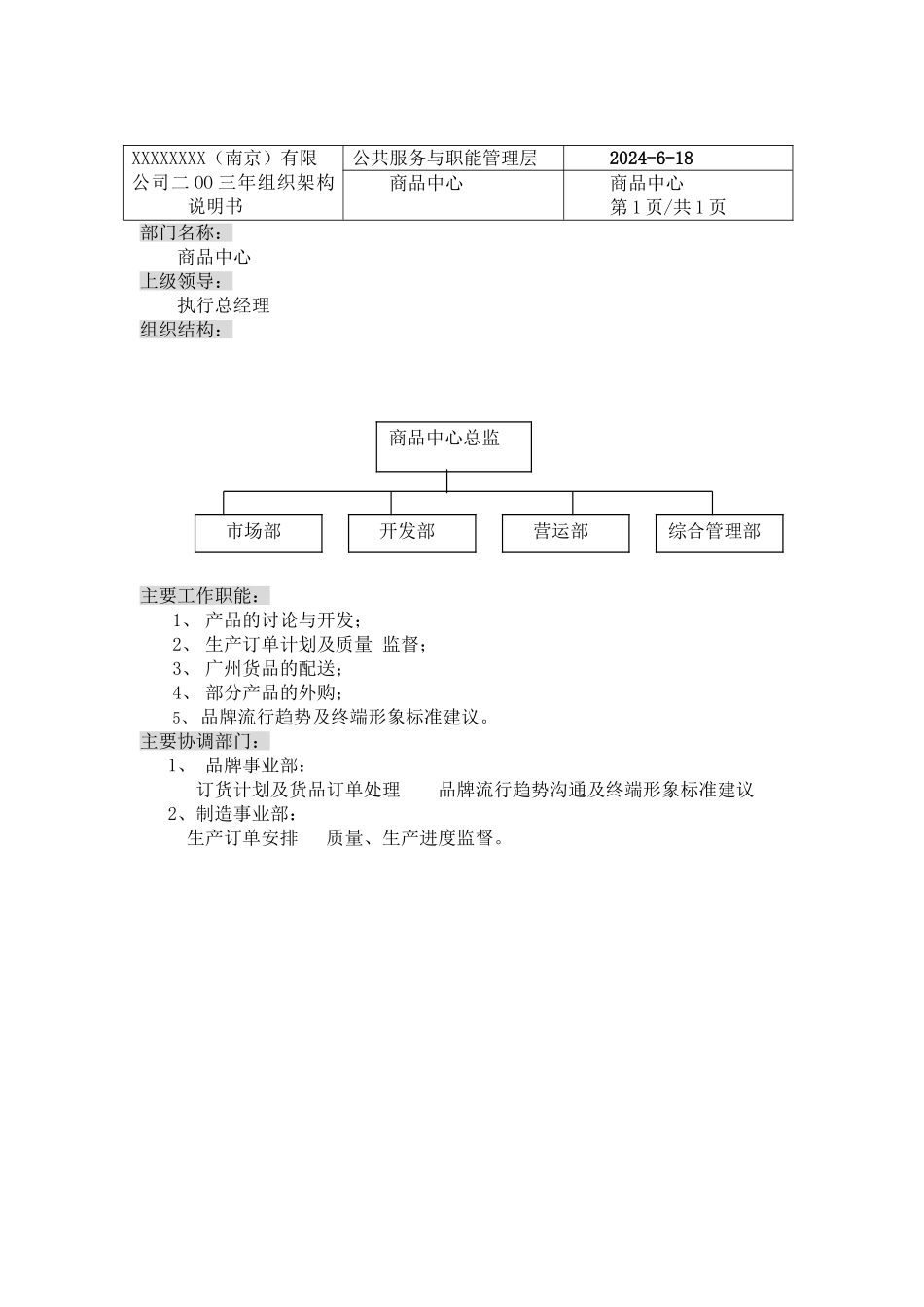 XX公司组织架构说明书_第3页