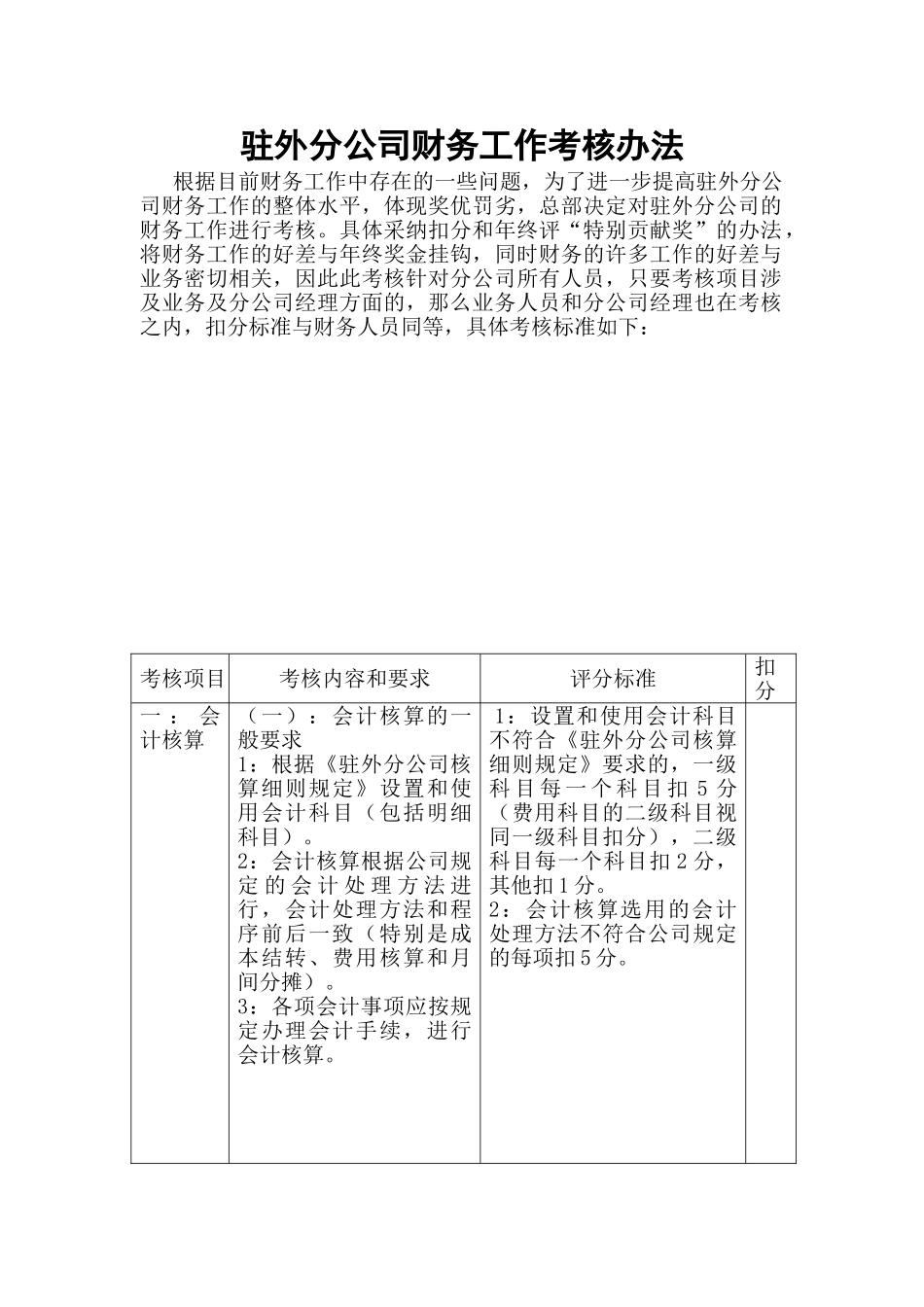 XX公司财务工作考核办法_第2页