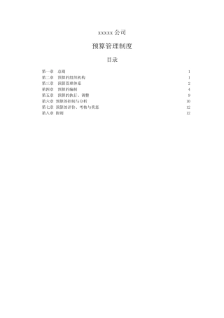XX公司预算管理制度