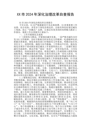XX市2024年深化治理改革自查报告