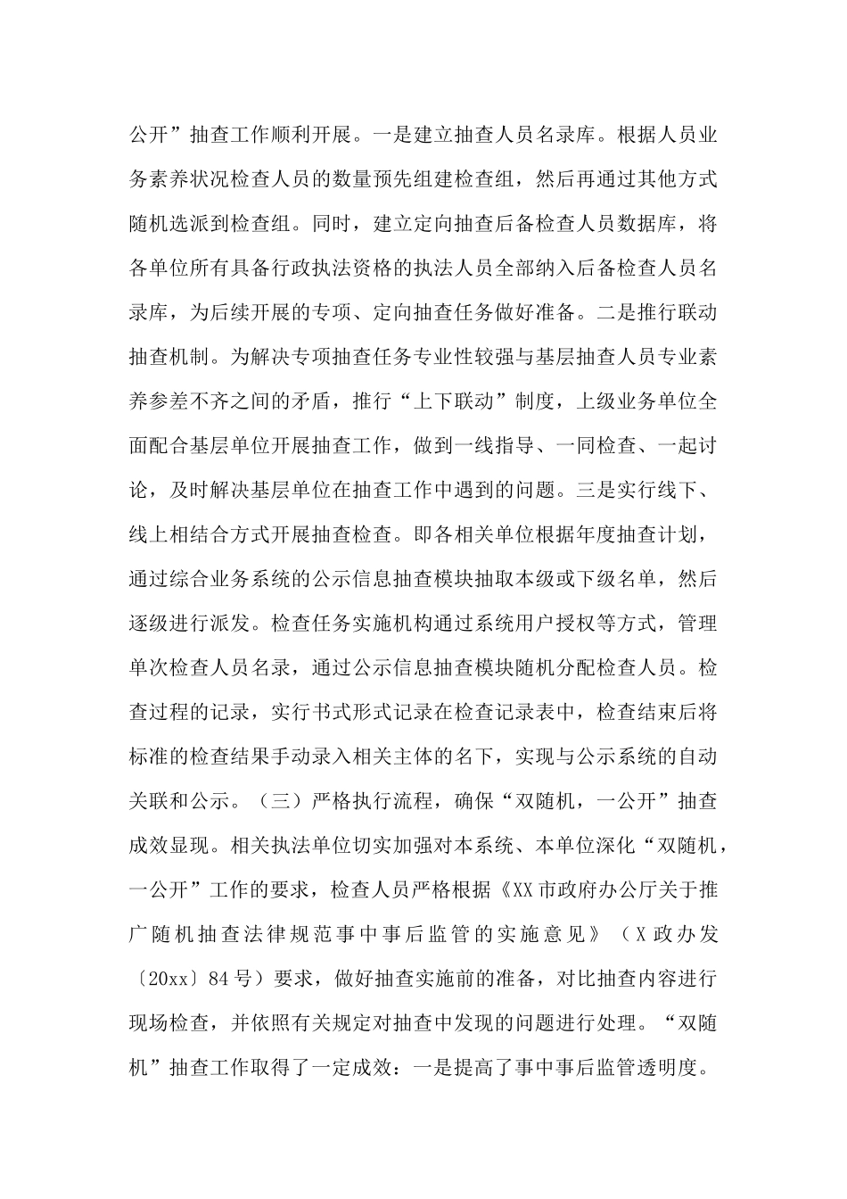 XX市开展“规范执法检查”专项整治情况自查报告_第3页