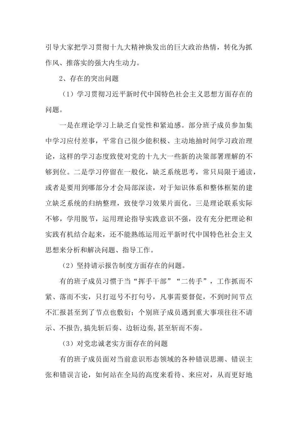 XX年度班子对照检查材料_第2页