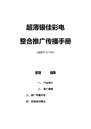 XX超薄银佳彩电整合推广传播手册