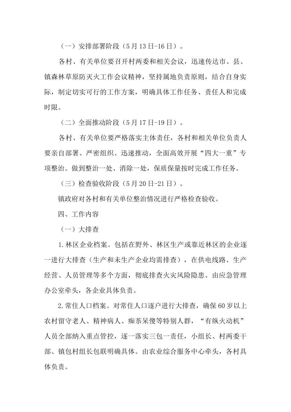 XX镇森林草原防灭火“四大一重”专项整治活动工作方案_第2页