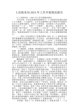 X县税务局2024年工作开展情况报告